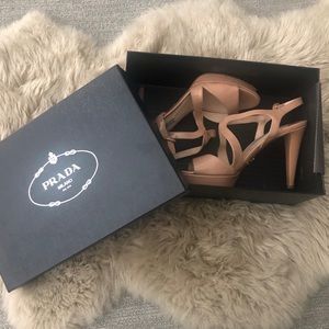PRADA Nude Slingback Sandal with Platform Size 39